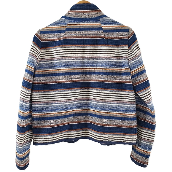 VGUC Karen Kane Pacific Sunrise Jacquard Tapestry Cropped Jacket Blue Size S - Picture 4 of 13